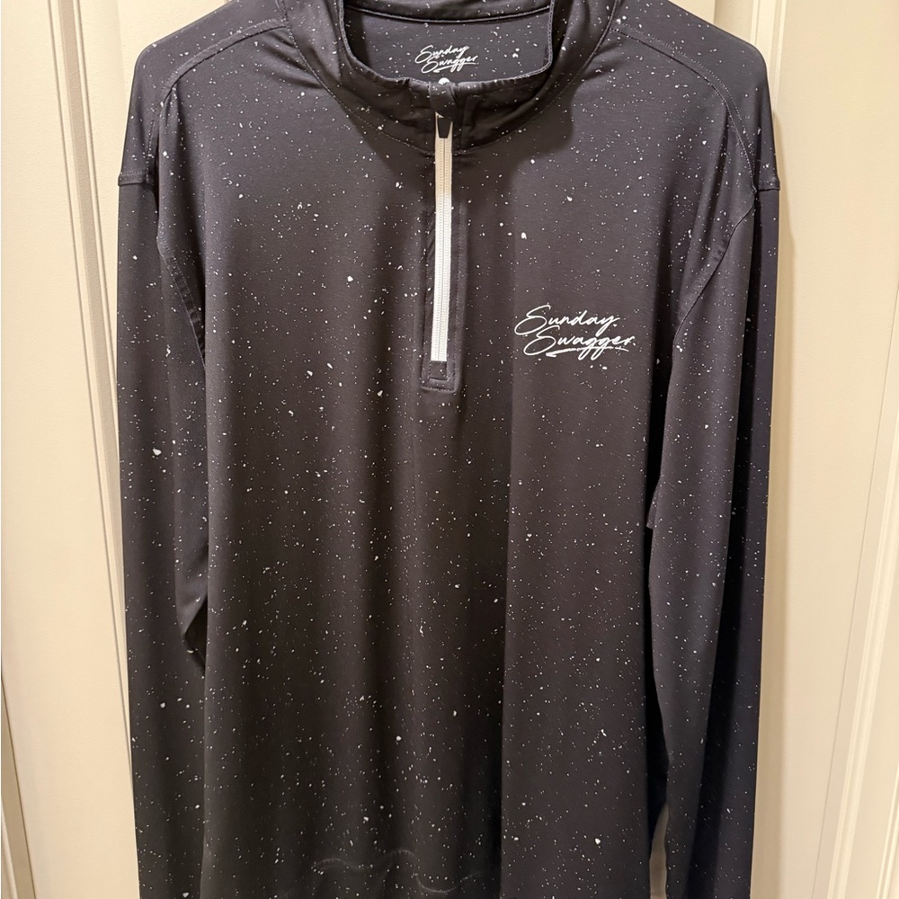 Sunday Swagger Black Speckled Men's Quarter Zip Golf Shirt
